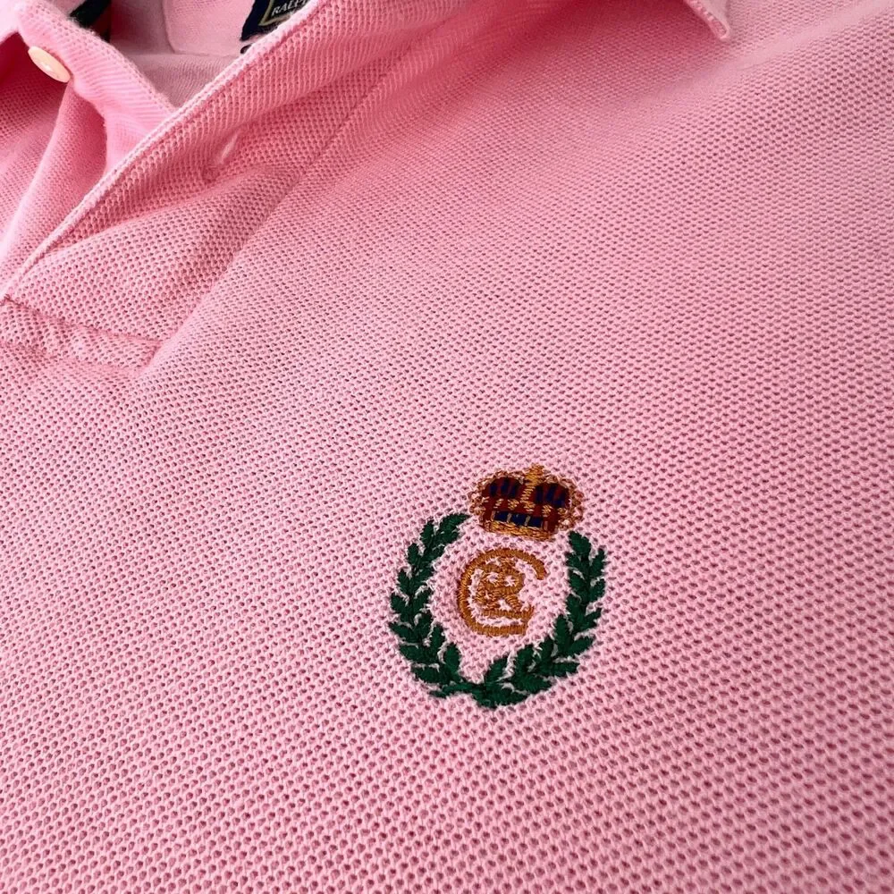 Vintage 90s Chaps Ralph Lauren 100% Cotton USA Made Pink Polo Shirt Size Medium - Picture 7 of 15